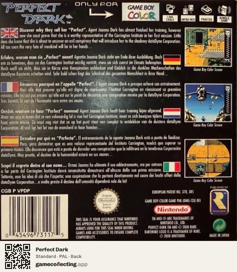 Perfect Dark Game Boy Color, PAL box back