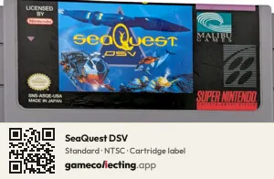 SeaQuest DSV Super Nintendo Entertainment System, NTSC cartridge label