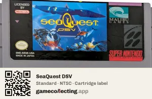 SeaQuest DSV Super Nintendo Entertainment System, NTSC cartridge label