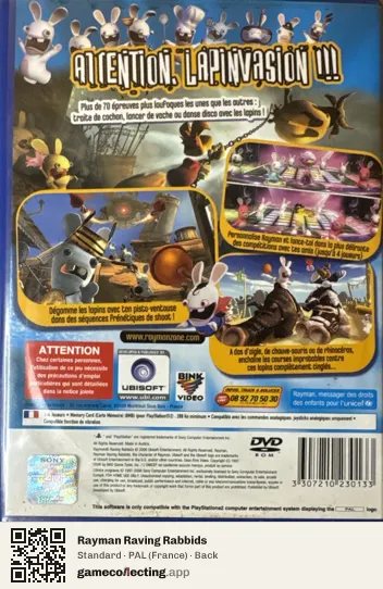 Rayman Raving Rabbids PlayStation 2, France box back