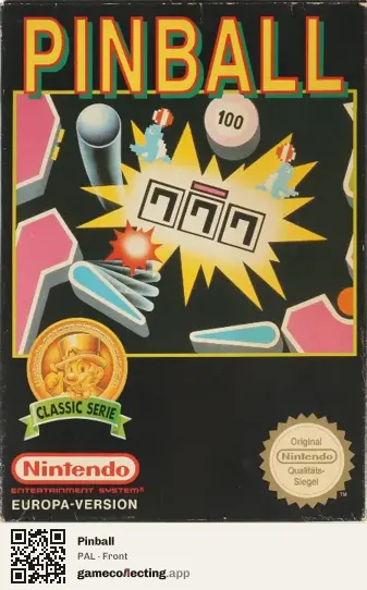 Pinball Nintendo Entertainment System, PAL box front