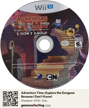 Adventure Time: Explore the Dungeon Because I Don't Know! Nintendo Wii U, NTSC disc
