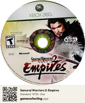 Samurai Warriors 2: Empires Xbox 360, NTSC disc