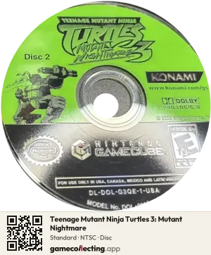 Teenage Mutant Ninja Turtles 3: Mutant Nightmare Nintendo GameCube, NTSC disc