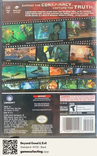 Beyond Good & Evil Nintendo GameCube, NTSC box back