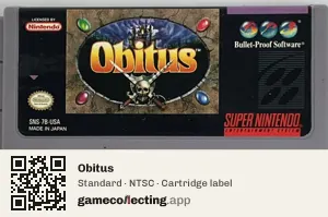 Obitus Super Nintendo Entertainment System, NTSC cartridge label