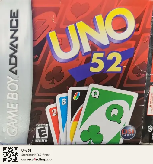 Uno 52 Game Boy Advance, NTSC box front