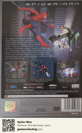 Spider-Man PlayStation 2, Germany box back