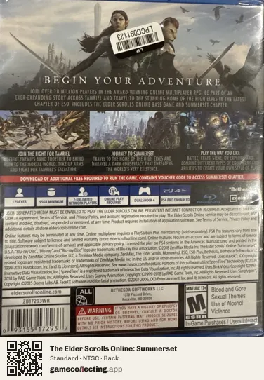 The Elder Scrolls Online: Summerset PlayStation 4, NTSC box back