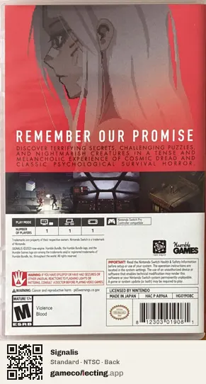 Signalis Nintendo Switch, NTSC box back