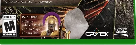 Ryse: Son of Rome, the ESRB box on its front