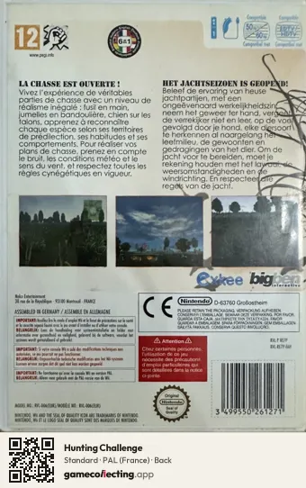 Hunting Challenge Nintendo Wii, France box back