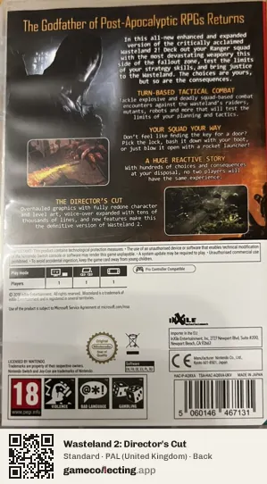 Wasteland 2: Director's Cut Nintendo Switch, United Kingdom box back