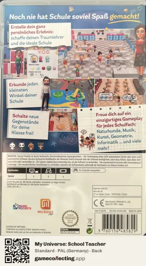 My Universe: School Teacher Nintendo Switch, Germany box back