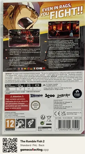 The Rumble Fish 2 Nintendo Switch, PAL box back