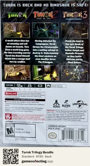 Turok Trilogy Bundle Nintendo Switch, NTSC box back