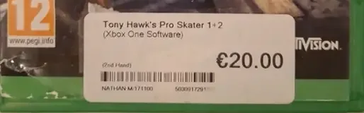 Tony Hawk's Pro Skater 1 + 2, the PEGI square on its front
