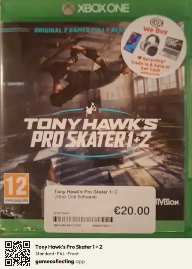 Tony Hawk's Pro Skater 1 + 2 Xbox One, PAL box front