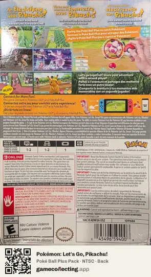 Pokémon: Let's Go, Pikachu! Nintendo Switch, NTSC box back