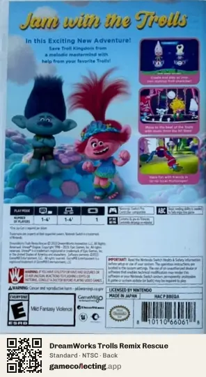 DreamWorks Trolls Remix Rescue Nintendo Switch, NTSC box back