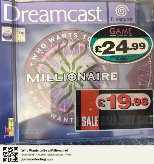 Who Wants to Be a Millionaire? Sega Dreamcast, United Kingdom box front