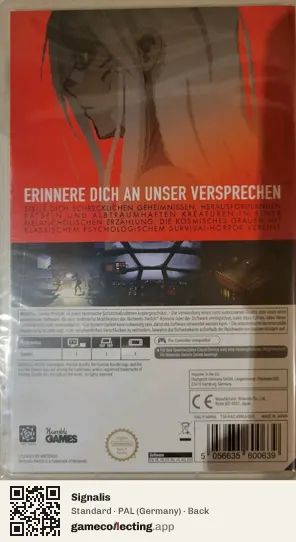 Signalis Nintendo Switch, Germany box back