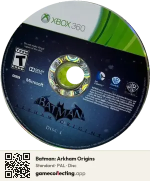 Batman: Arkham Origins Xbox 360, PAL disc