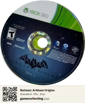 Batman: Arkham Origins Xbox 360, PAL disc