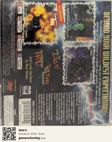 Wild 9 PlayStation, NTSC box back