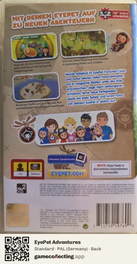 EyePet Adventures PlayStation Portable, Germany box back
