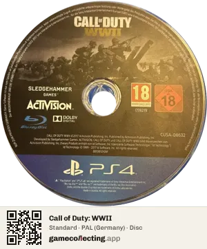 Call of Duty: WWII PlayStation 4, PAL disc
