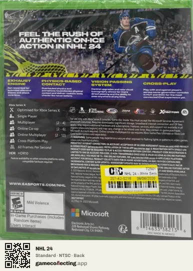 NHL 24 Xbox Series X, NTSC box back