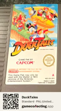 DuckTales Nintendo Entertainment System, PAL cartridge label