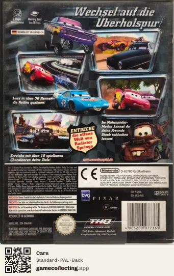 Cars Nintendo GameCube, PAL box back