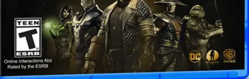 Injustice 2, the ESRB box on its front