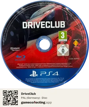 DriveClub PlayStation 4, PAL disc