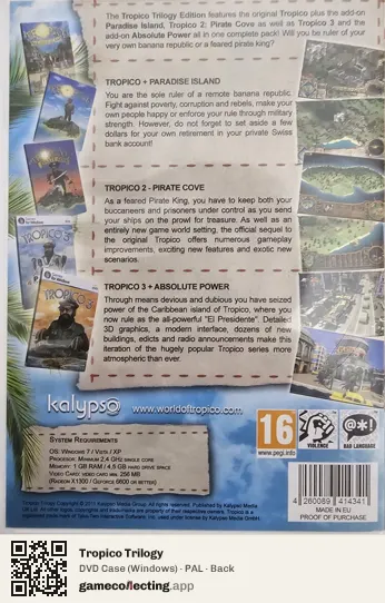 Tropico Trilogy Computer, PAL box back