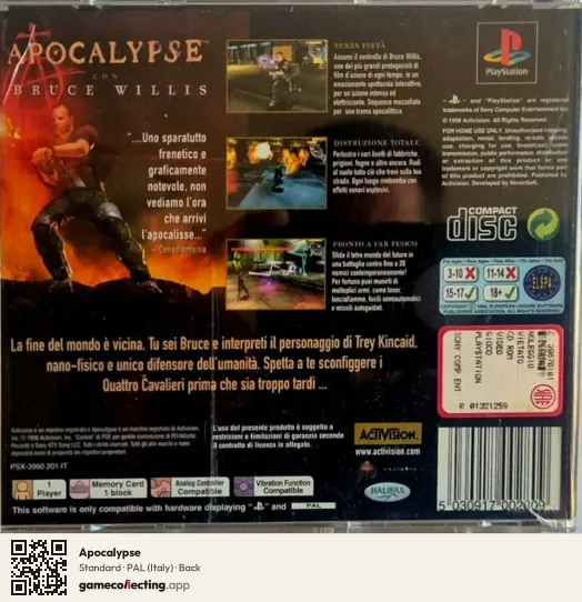 Apocalypse PlayStation, Italy box back