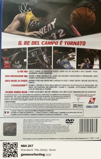 NBA 2K7 PlayStation 2, Italy box back