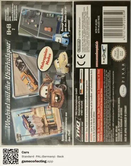 Cars Nintendo DS, Germany box back