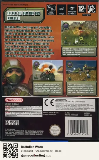 Battalion Wars Nintendo GameCube, Germany box back