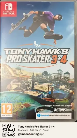 Tony Hawk's Pro Skater 3 + 4 Nintendo Switch, Italy box front