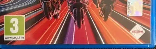 MotoGP 25, the PEGI square on its front