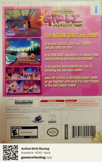 Action Girlz Racing Nintendo Wii, NTSC box back