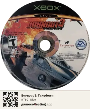 Burnout 3: Takedown Xbox, NTSC disc