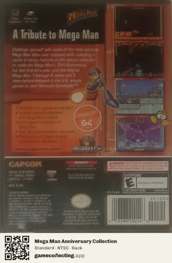 Mega Man Anniversary Collection Nintendo GameCube, NTSC box back