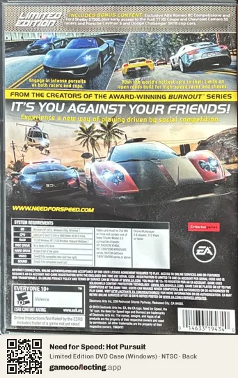 Need for Speed: Hot Pursuit Computer, NTSC box back