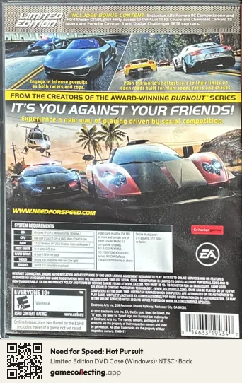 Need for Speed: Hot Pursuit Computer, NTSC box back