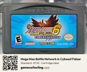 Mega Man Battle Network 6: Cybeast Falzar Game Boy Advance, NTSC cartridge label