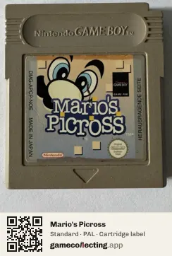 Mario's Picross Game Boy, PAL cartridge label